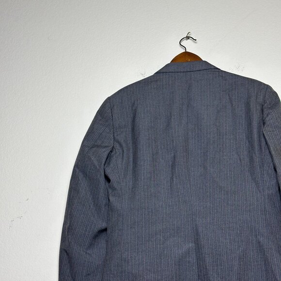 Calvin Klein Mens Wool Pinstripe Blazer Suit Jacket Gray Size 38R France Prep - Picture 14 of 15